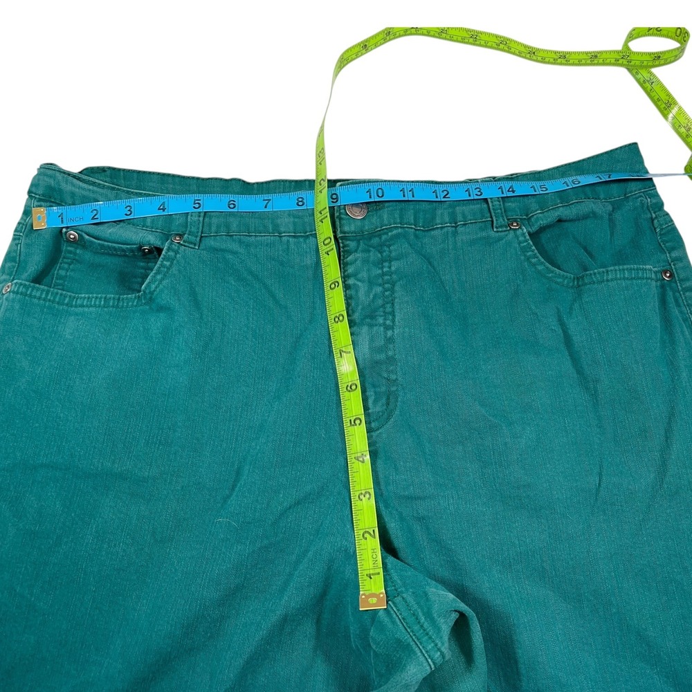 Kim Rogers 18W Green Denim Pants Straight Leg High Rise Stretch Classic Preppy - Picture 5 of 6